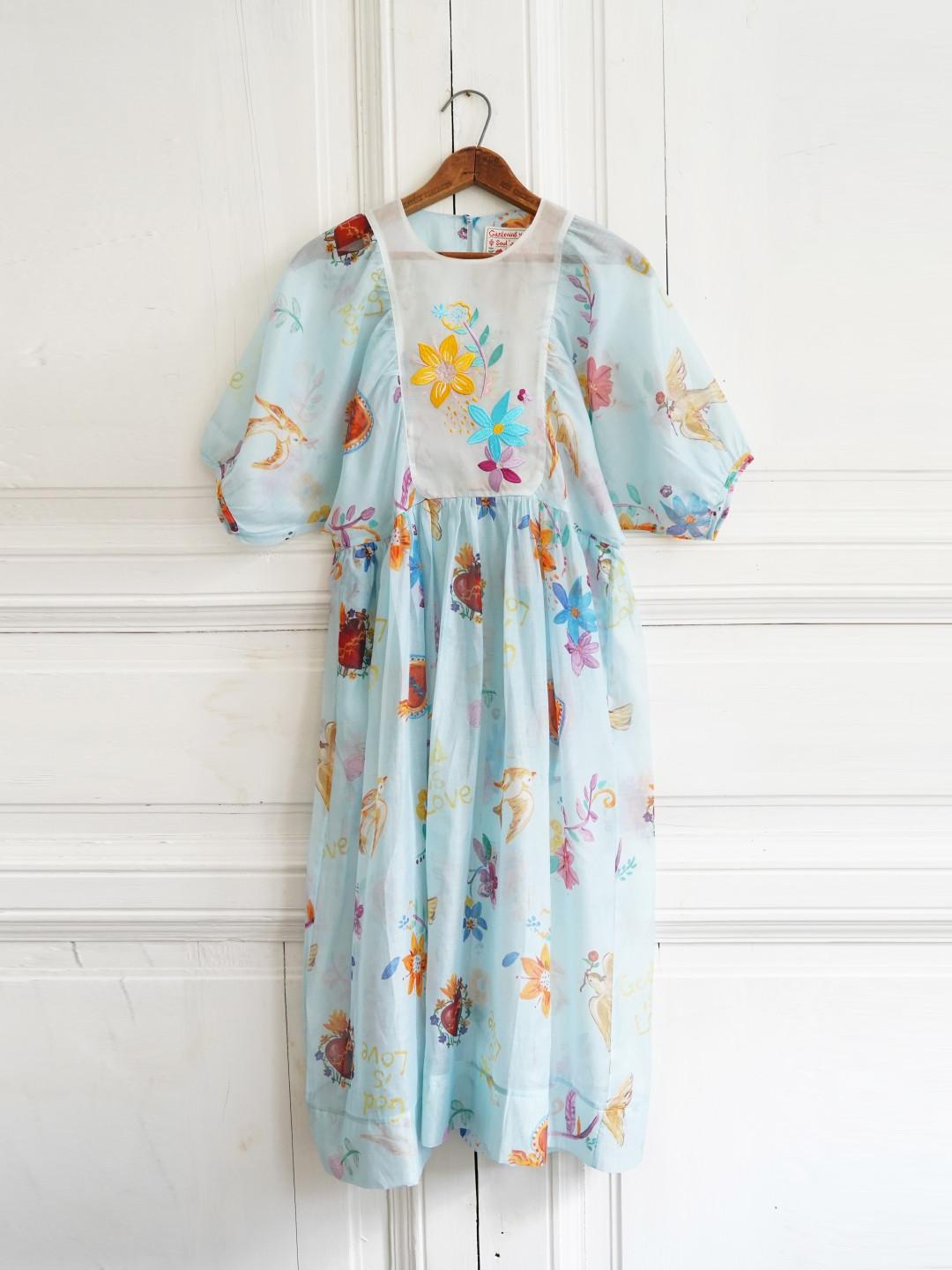 Unlogical Poem Hand-Painted Illustration Print Silk-Cotton Dress