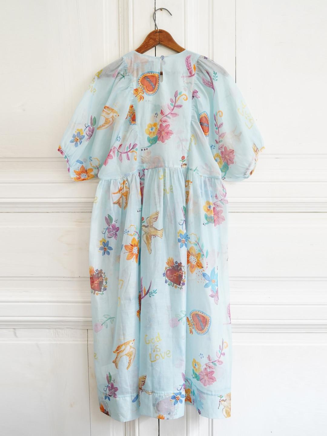 Unlogical Poem Hand-Painted Illustration Print Silk-Cotton Dress