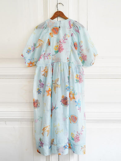 Unlogical Poem Hand-Painted Illustration Print Silk-Cotton Dress