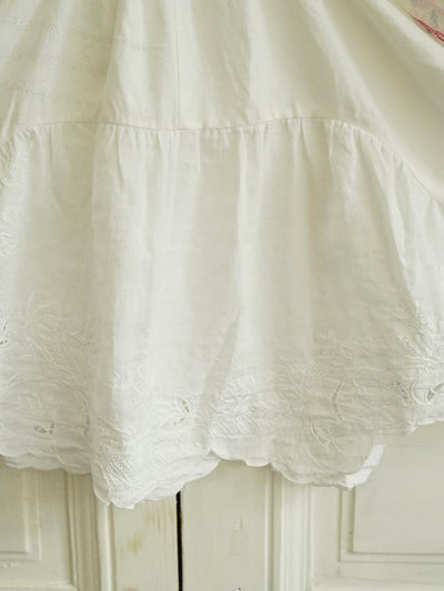 Unlogical Poem Antique Cotton Poetry-Embroidered Crochet Blouse