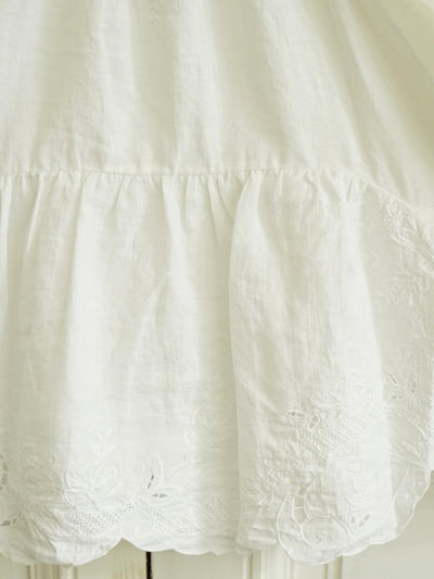 Unlogical Poem Antique Cotton Poetry-Embroidered Crochet Blouse