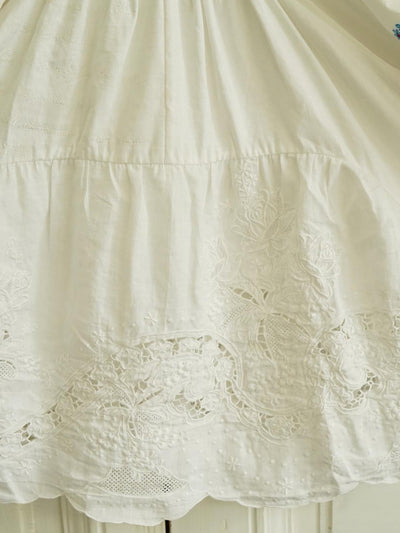 Unlogical Poem Antique Cotton Poetry-Embroidered Crochet Blouse