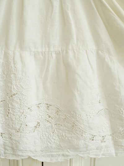 Unlogical Poem Antique Cotton Poetry-Embroidered Crochet Blouse