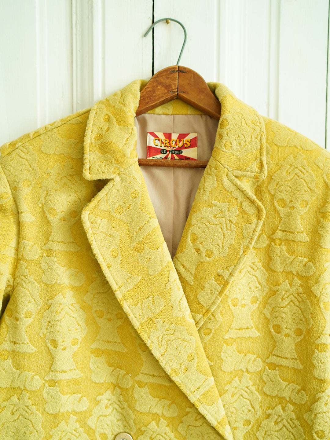 Unlogical Poem Illustration Wool Jacquard Bow Yellow Coat