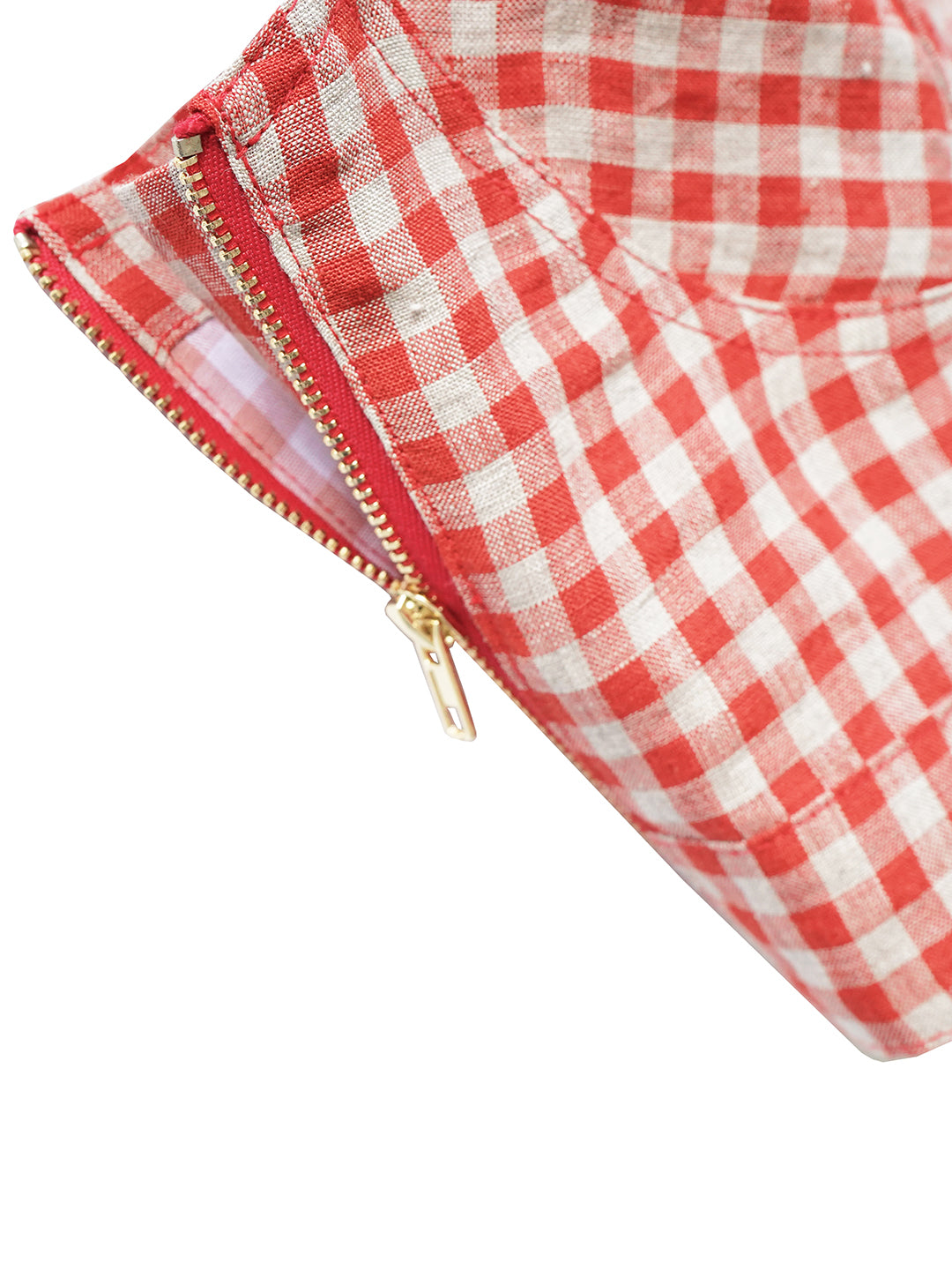 Unlogical Poem Handmade Yoyo Flowers Red Gingham Vest/ Smock