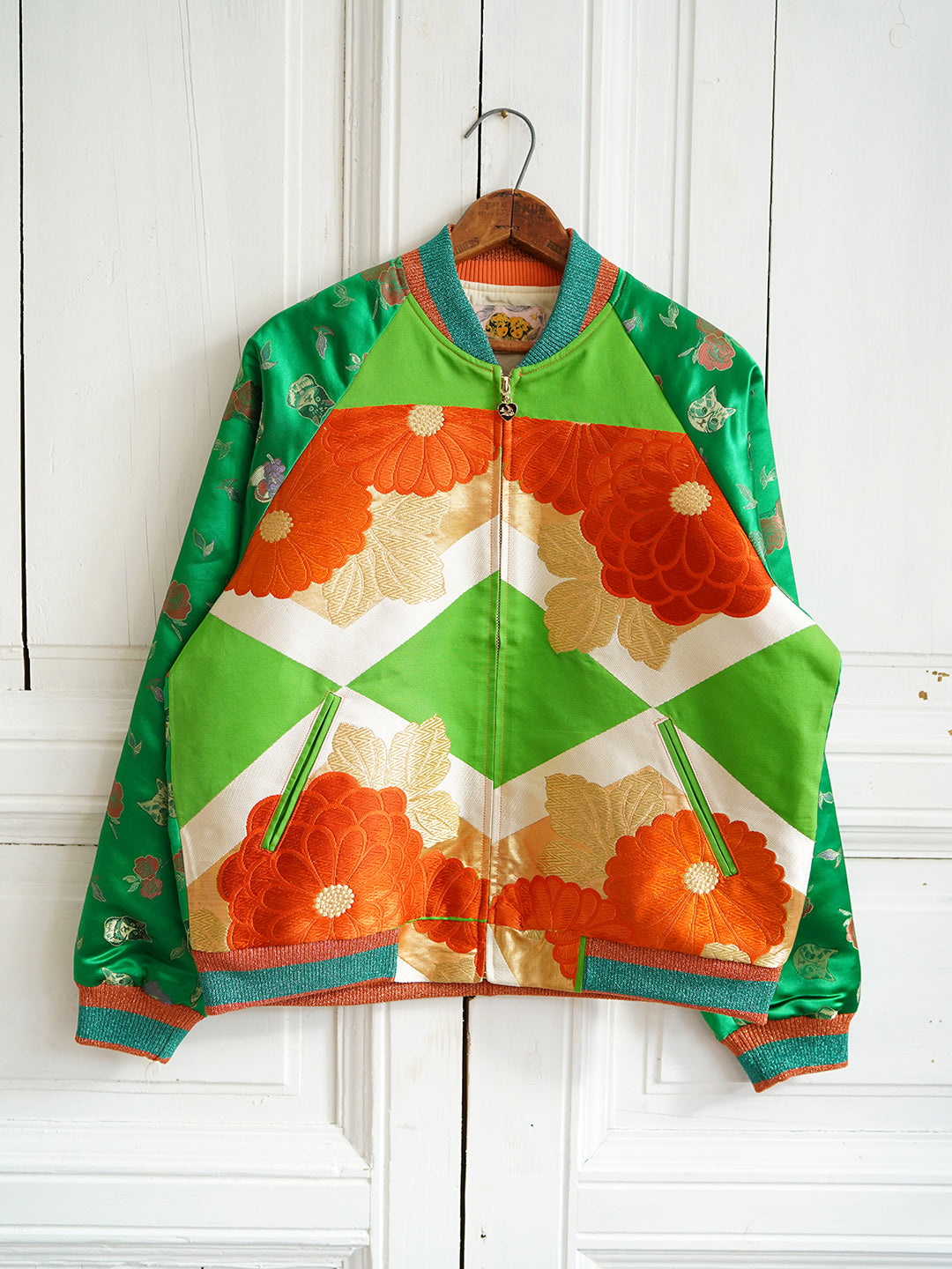 Unlogical Poem Classical Style Brocade Patchwork Green Souvenir Jacket