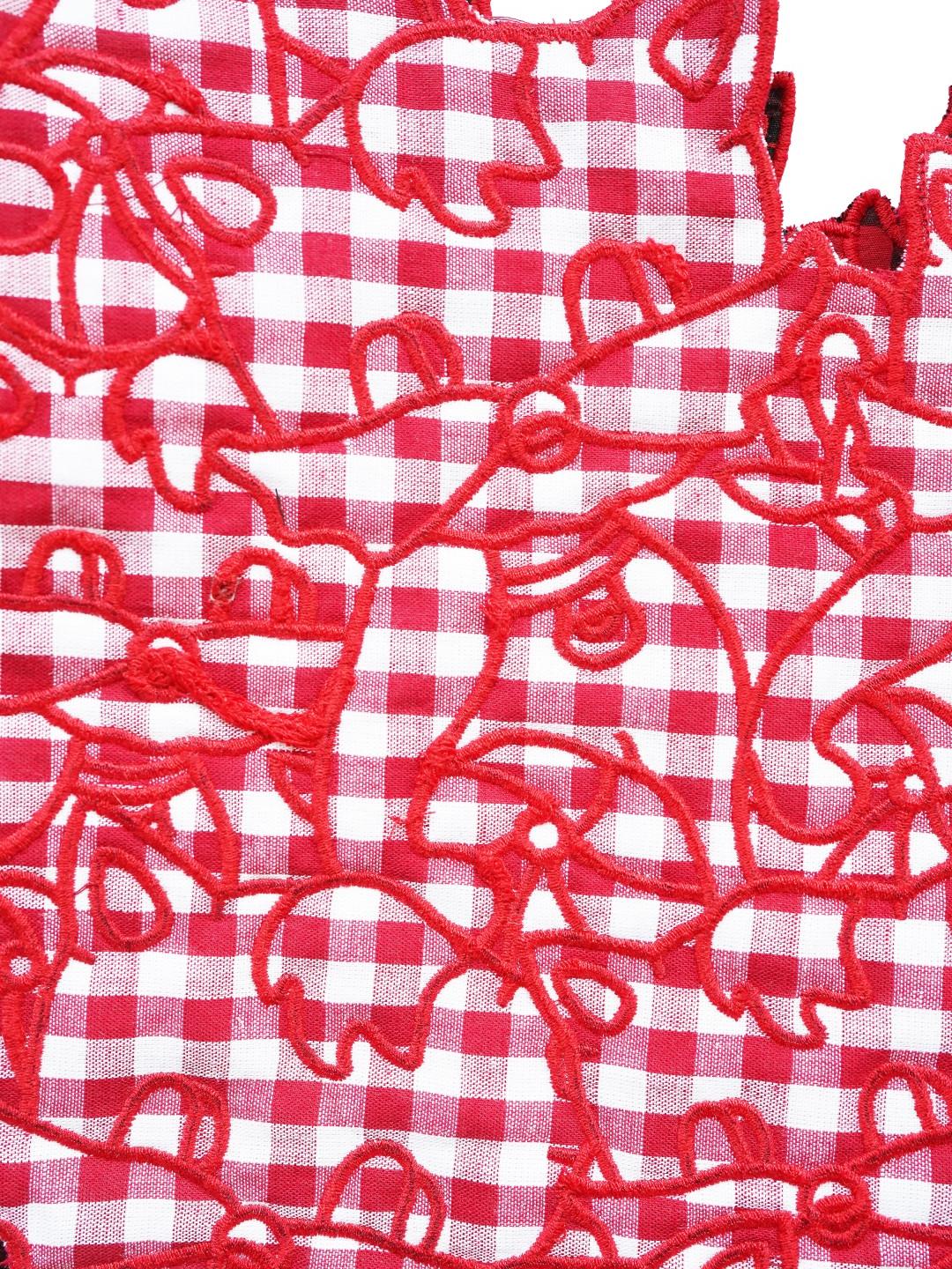 Unlogical Poem Cat Embroidery Reversible Gingham Smock