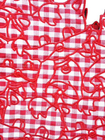 Unlogical Poem Cat Embroidery Reversible Gingham Smock