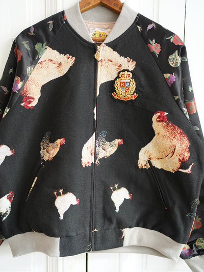 Unlogical Poem Cat Brocade Patchwork Yarn-dyed Souvenir Jacket