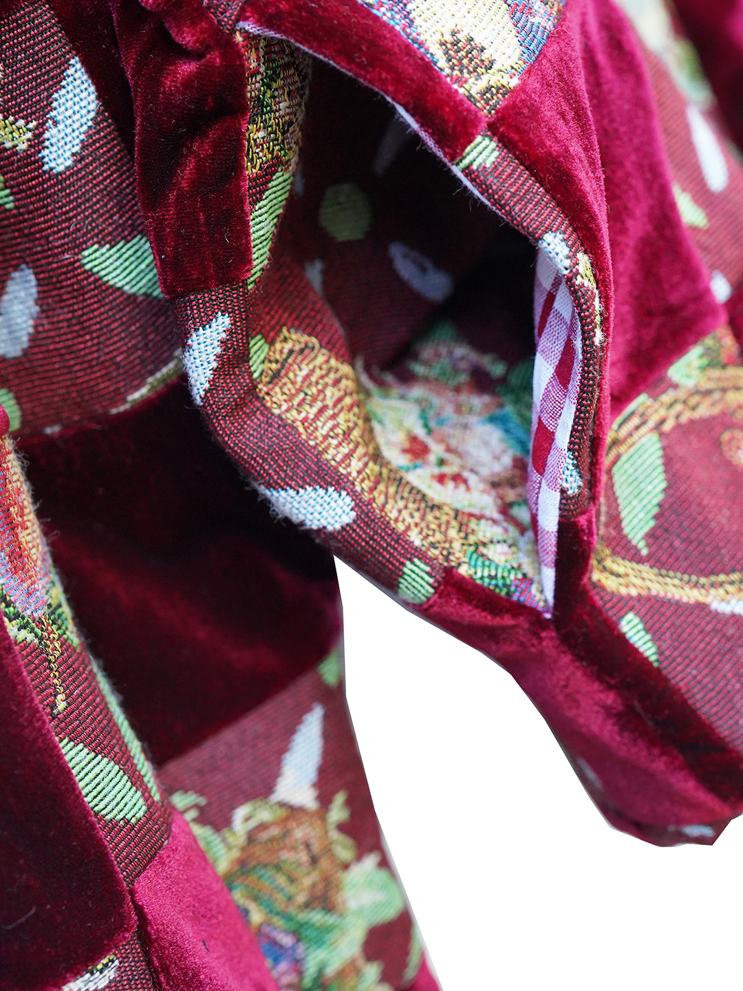 Unlogical Poem Retro-style Velvet and Yarn-dyed Patchwork Red Blazer