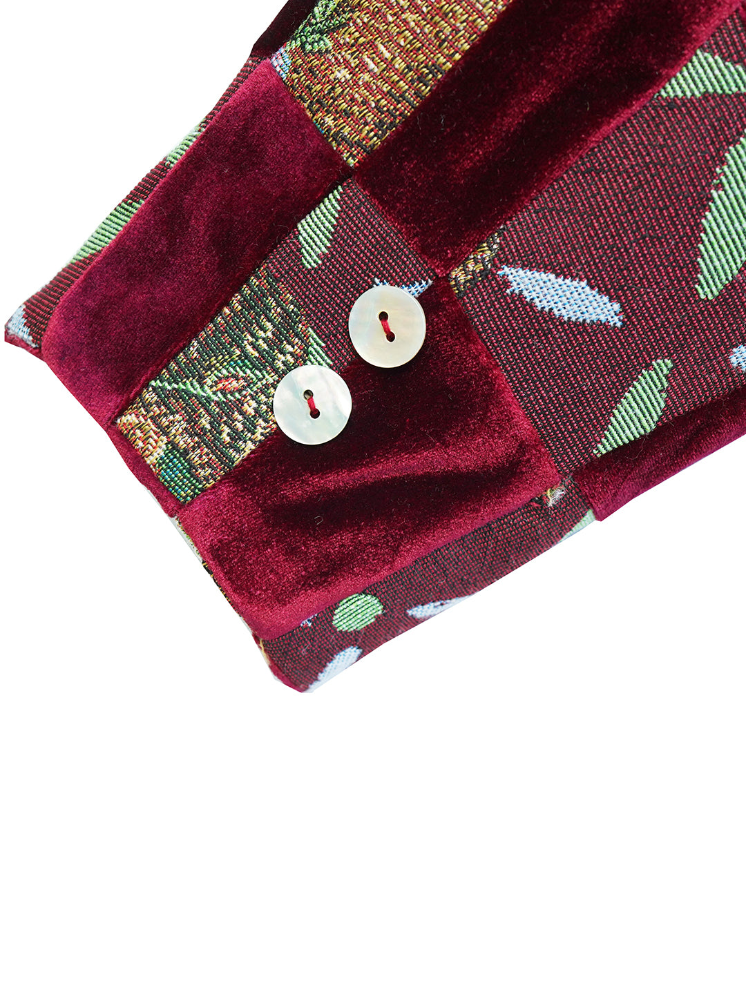 Unlogical Poem Retro-style Velvet and Yarn-dyed Patchwork Red Blazer