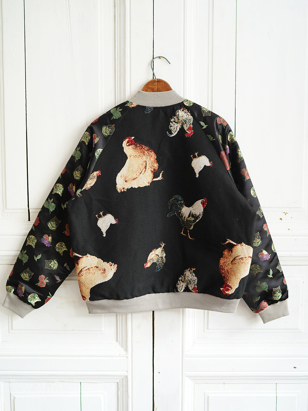 Unlogical Poem Cat Brocade Patchwork Yarn-dyed Souvenir Jacket