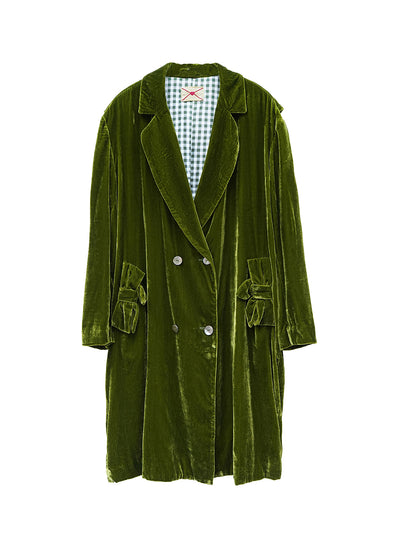 Unlogical Poem Retro-style Bow Velvet Overcoat