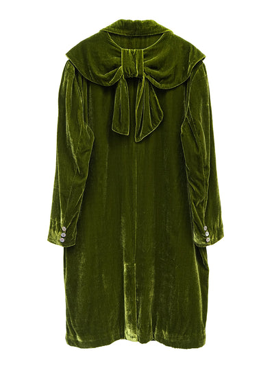 Unlogical Poem Retro-style Bow Velvet Overcoat