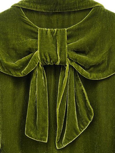 Unlogical Poem Retro-style Bow Velvet Overcoat