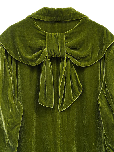 Unlogical Poem Retro-style Bow Velvet Overcoat