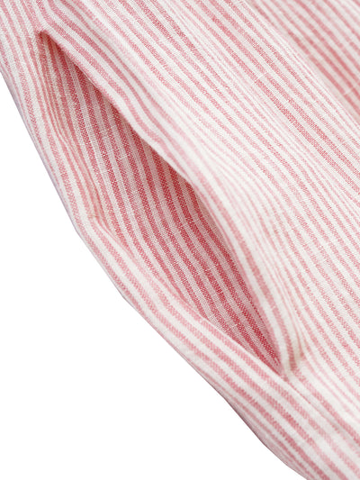 Unlogical Poem Cat Quilted Embroidered Patchwork Pink Striped Linen Skirt