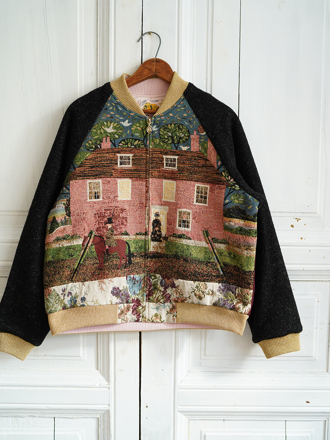 Unlogical Poem Writer's House Collage Yarn-dyed Souvenir Jacket