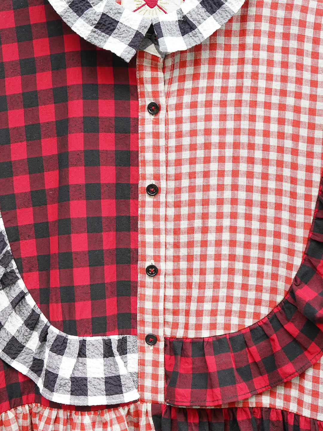 Unlogical Poem Retro Style Red and Black Gingham Patchwork Dress