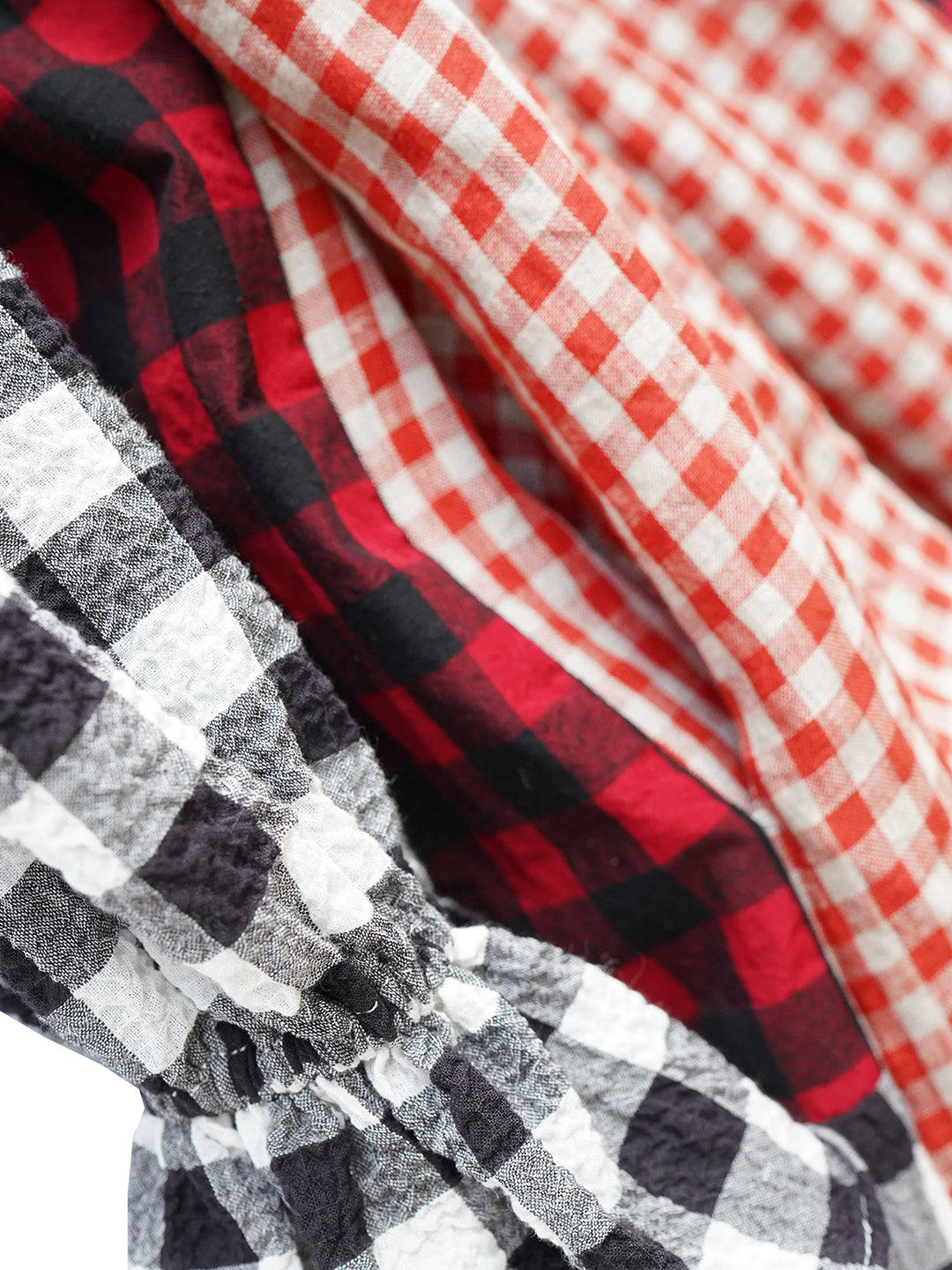 Unlogical Poem Retro Style Red and Black Gingham Patchwork Dress