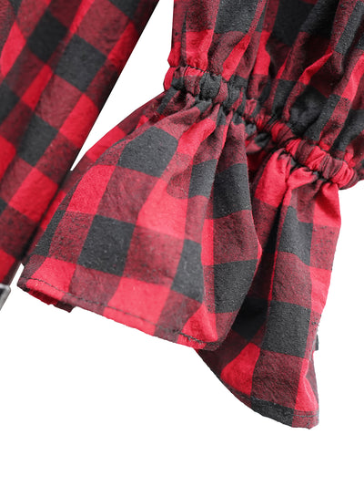 Unlogical Poem Retro Style Red and Black Gingham Patchwork Dress