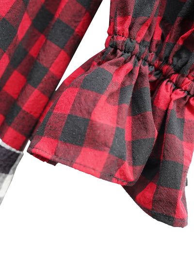 Unlogical Poem Cat Embroidered Gingham Patchwork Dress