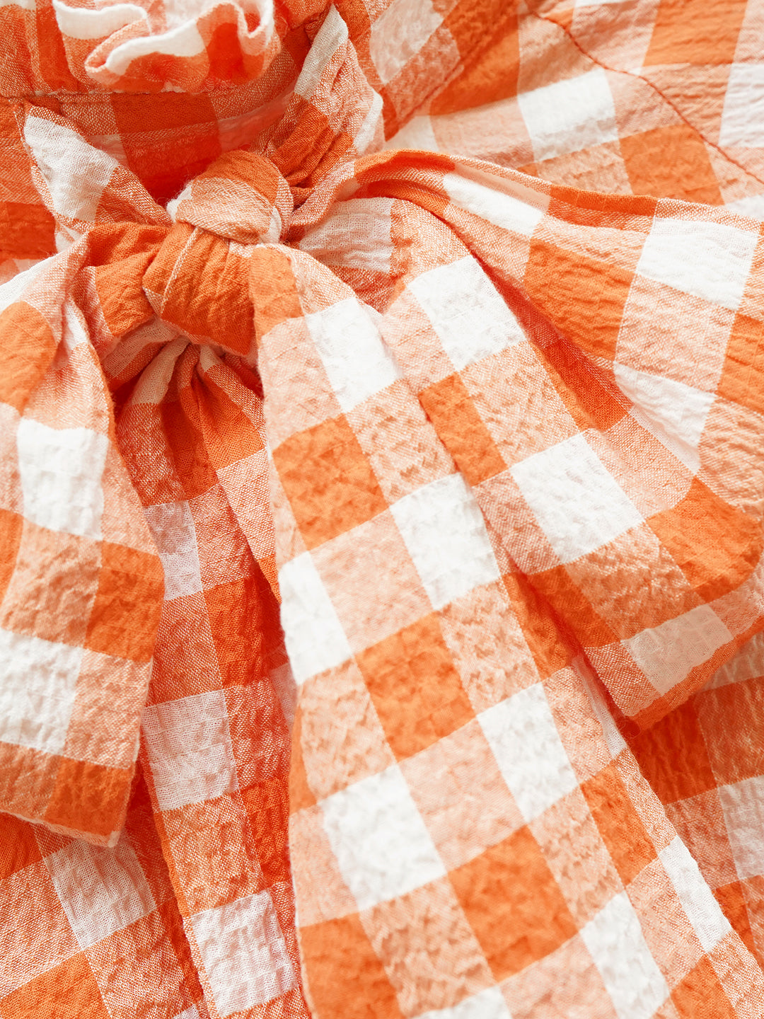 Unlogical Poem Victorian-style Orange Gingham Bow Shirt