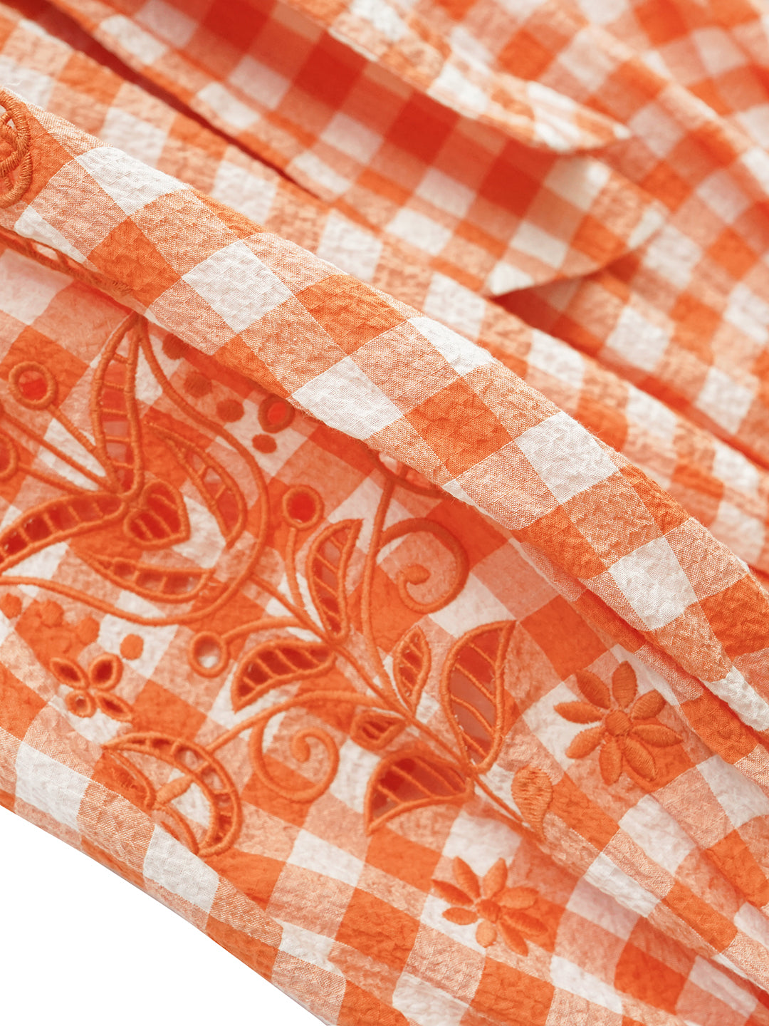 Unlogical Poem Victorian-style Orange Gingham Bow Shirt