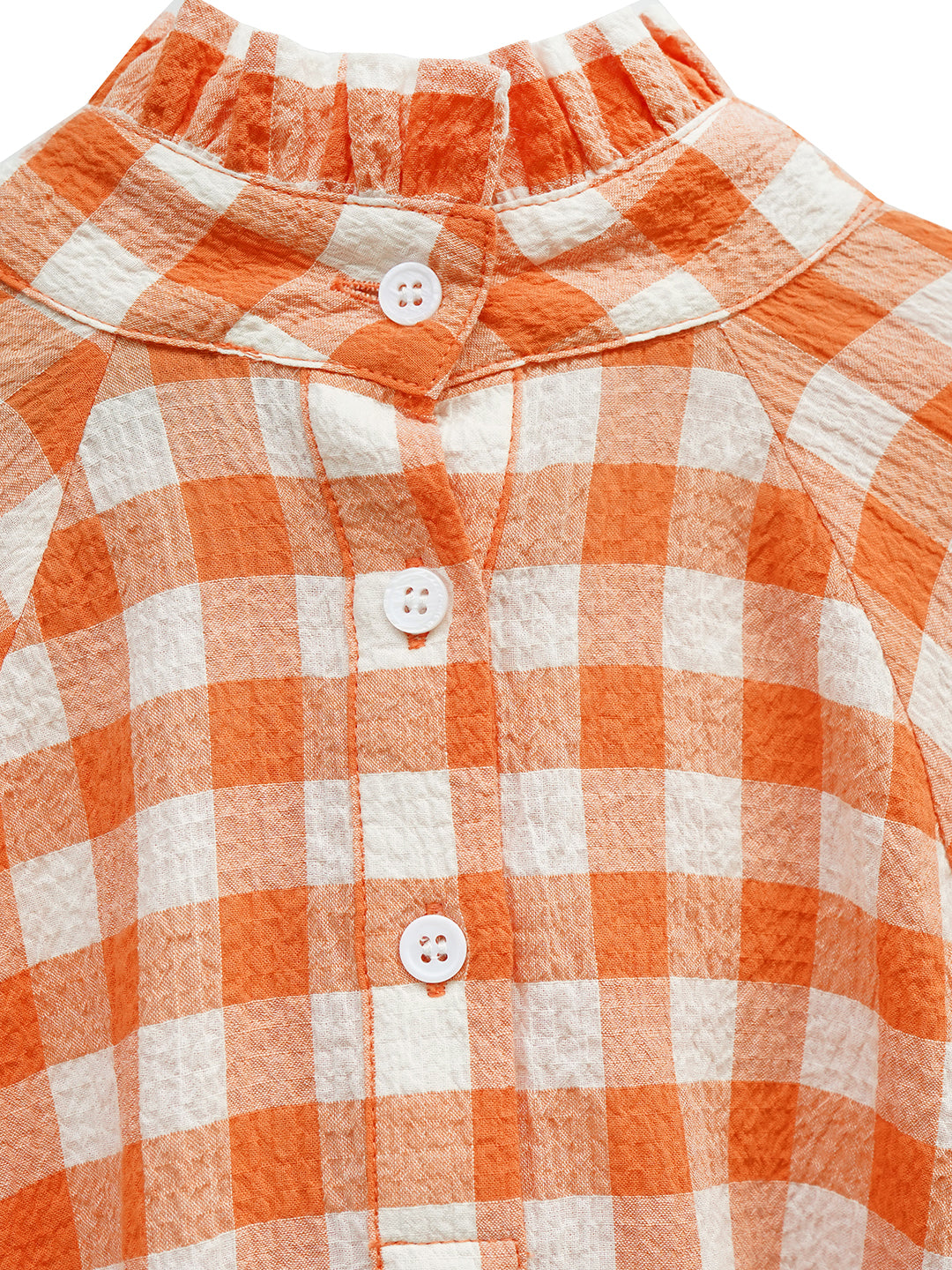 Unlogical Poem Victorian-style Orange Gingham Bow Shirt