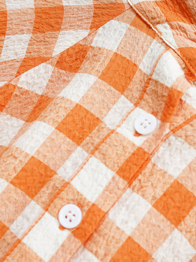 Unlogical Poem Victorian-style Orange Gingham Bow Shirt