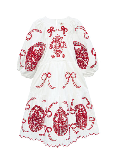 Unlogical Poem Victorian-style Paper-cut Pattern Hollow Embroidery Cotton Dress