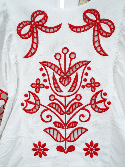 Unlogical Poem Victorian-style Paper-cut Pattern Hollow Embroidery Cotton Dress