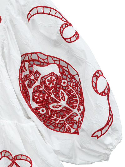 Unlogical Poem Victorian-style Paper-cut Pattern Hollow Embroidery Cotton Dress