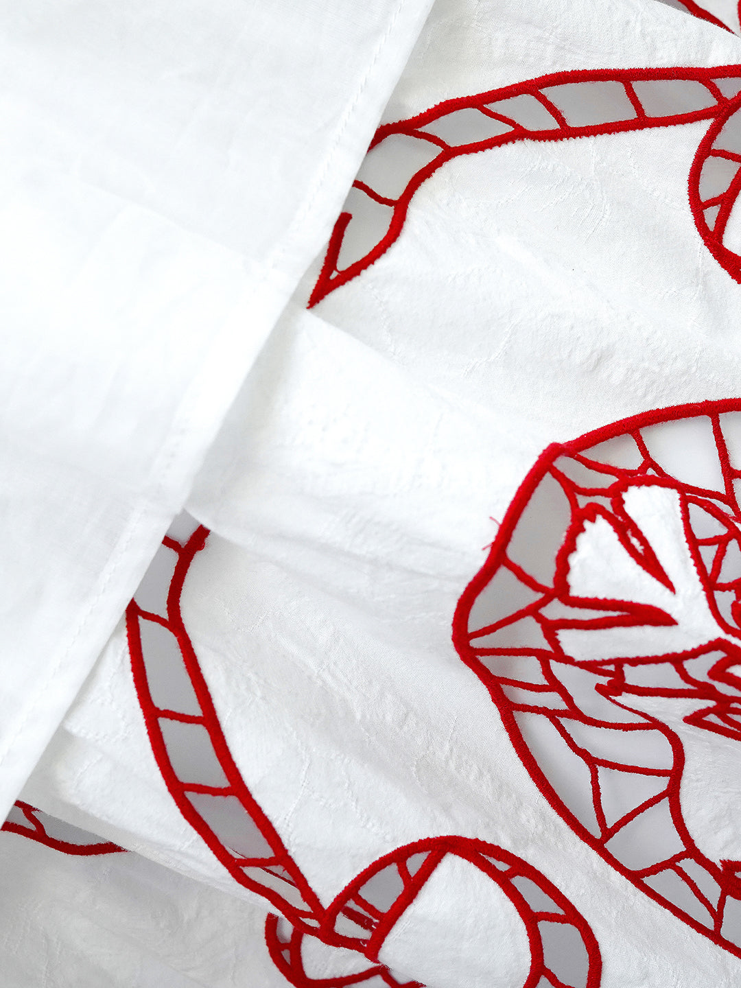 Unlogical Poem Victorian-style Paper-cut Pattern Hollow Embroidery Cotton Dress