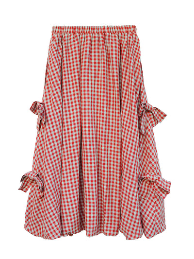 Unlogical Poem Retro-style Bow Linen Bud Skirt