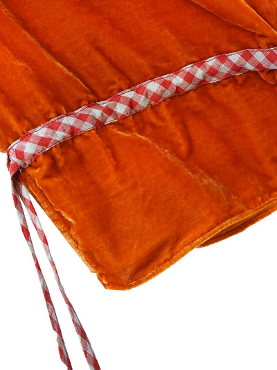 Unlogical Poem Victorian-style Bow Embroidery Orange Velvet Dress