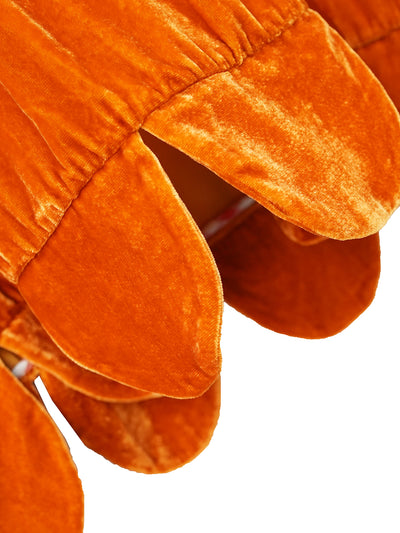 Unlogical Poem Victorian-style Bow Embroidery Orange Velvet Dress