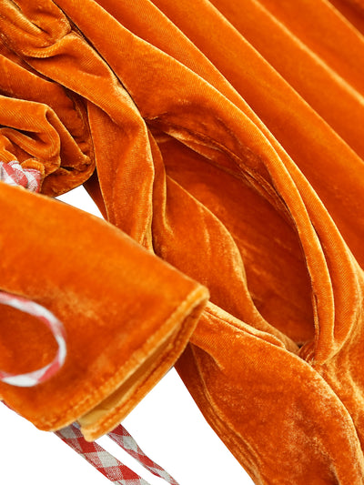 Unlogical Poem Victorian-style Bow Embroidery Orange Velvet Dress