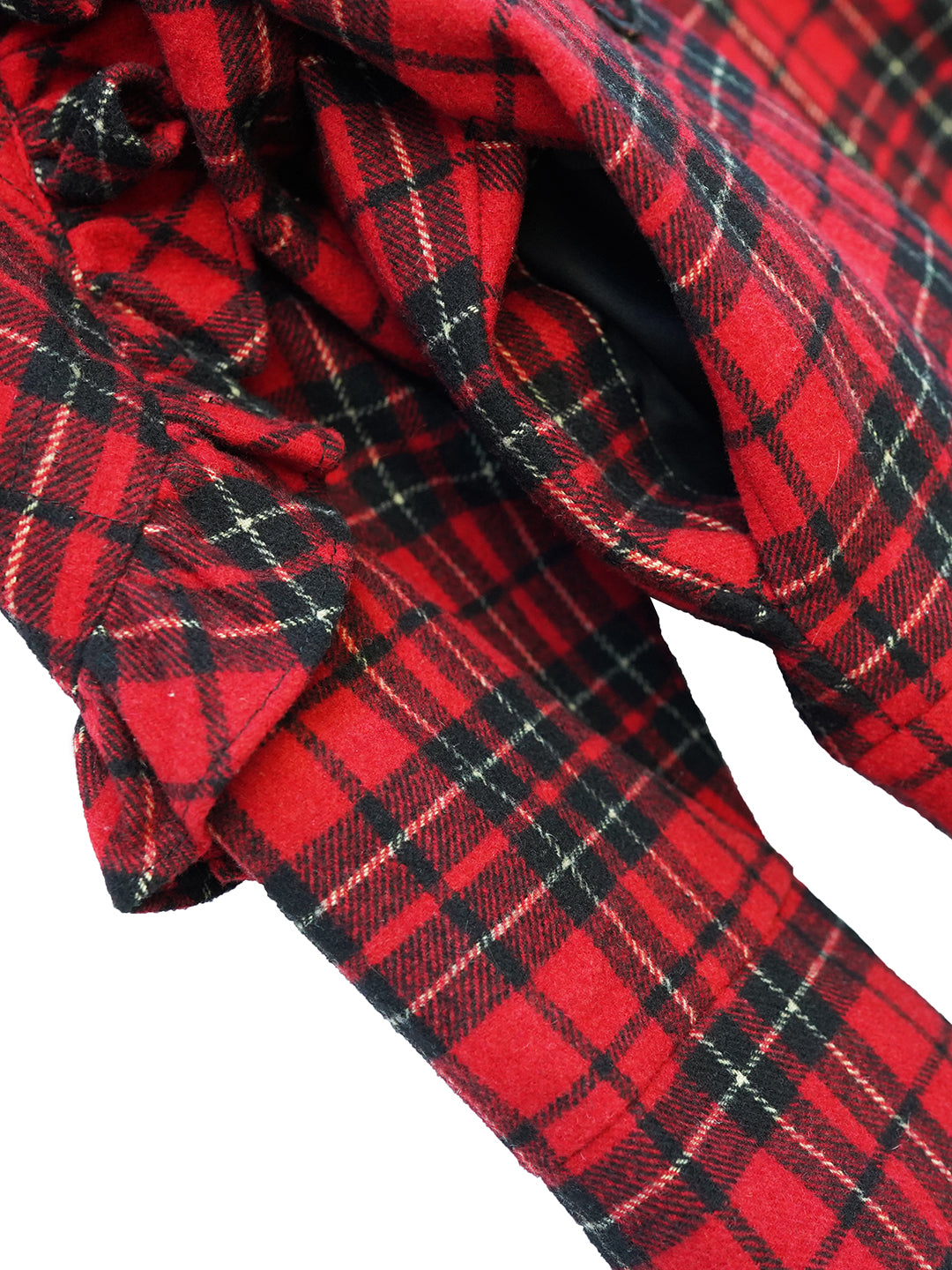 Unlogical Poem Cat Embroidered Red Tartan Wool Jacket
