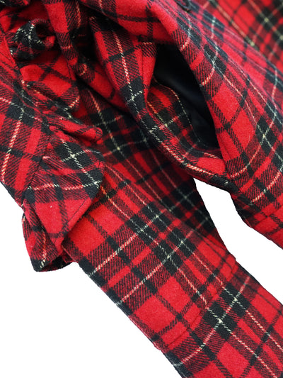 Unlogical Poem Cat Embroidered Red Tartan Wool Jacket