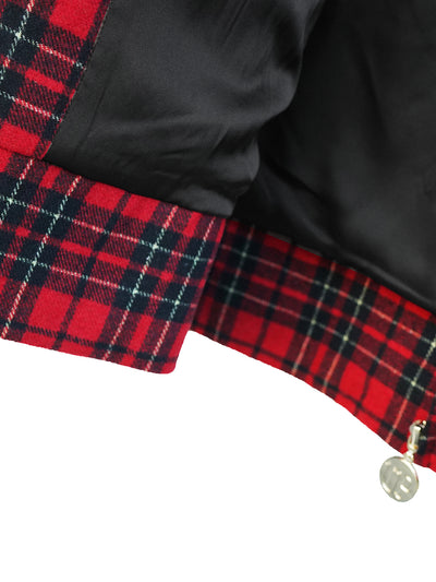 Unlogical Poem Cat Embroidered Red Tartan Wool Jacket