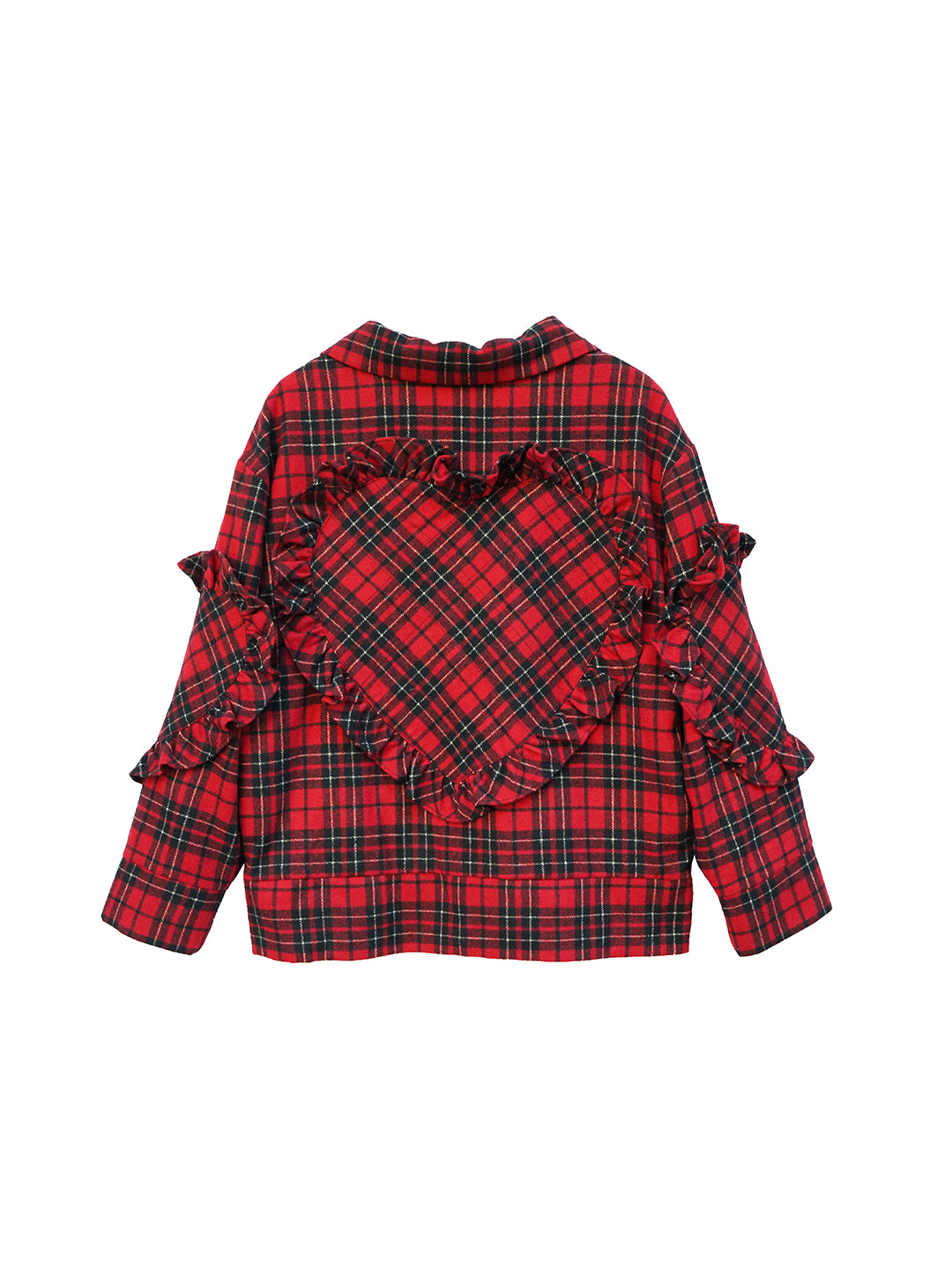 Unlogical Poem Cat Embroidered Red Tartan Wool Jacket