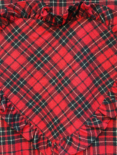 Unlogical Poem Cat Embroidered Red Tartan Wool Jacket