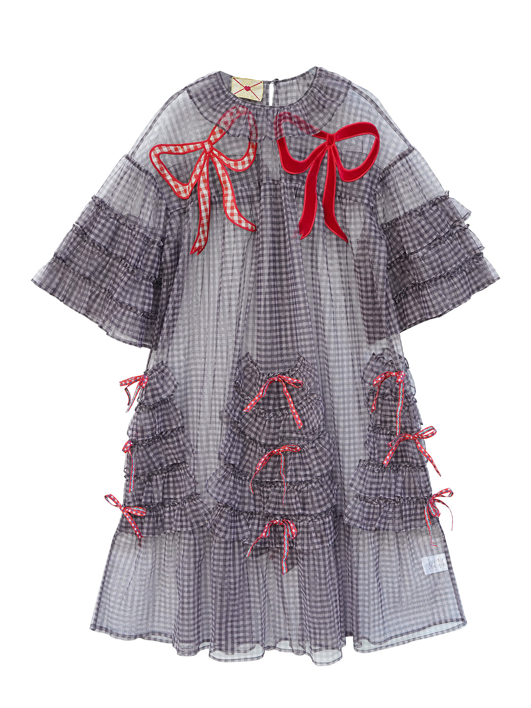 Unlogical Poem Vintage Style Ruffle Black Gingham Dress Smock