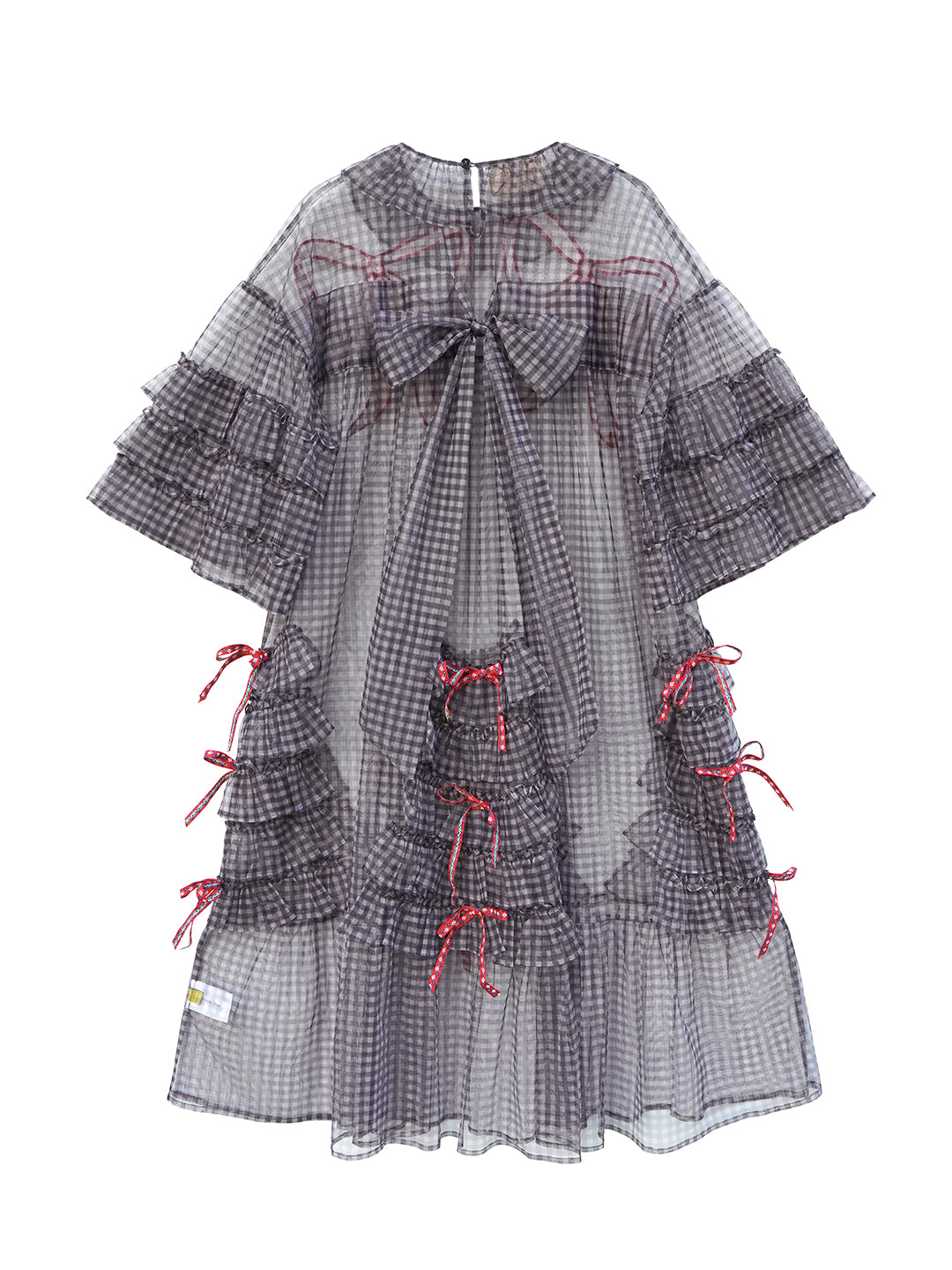 Unlogical Poem Vintage Style Ruffle Black Gingham Dress Smock