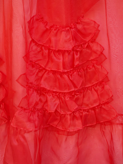 Unlogical Poem Vintage Style Ruffle Red Silk Dress Smock