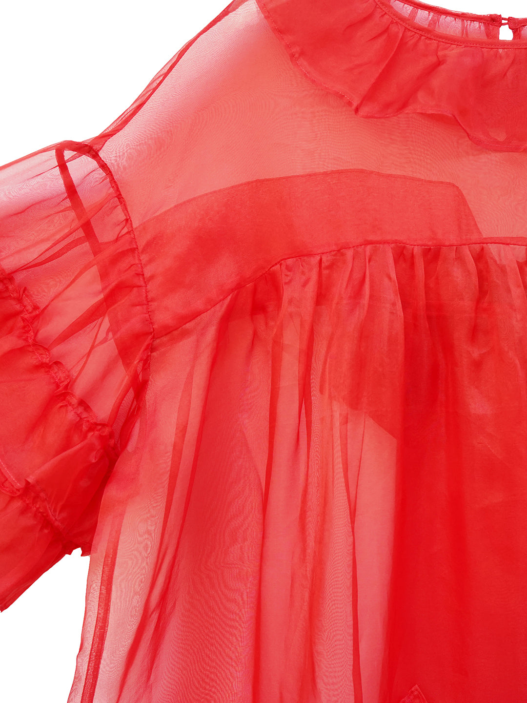 Unlogical Poem Vintage Style Ruffle Red Silk Dress Smock