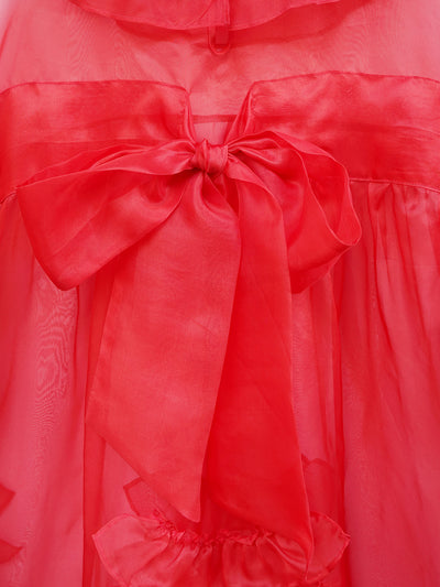 Unlogical Poem Vintage Style Ruffle Red Silk Dress Smock