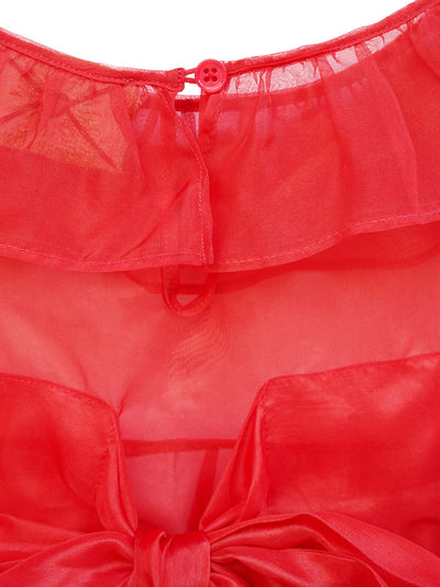 Unlogical Poem Vintage Style Ruffle Red Silk Dress Smock