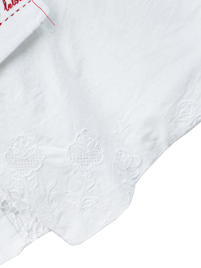 Unlogical Poem Poem Embroidery White Cotton Oversized Blazer